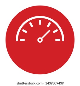 Speedometer gauge icon vector isolated on flat red round button illustration