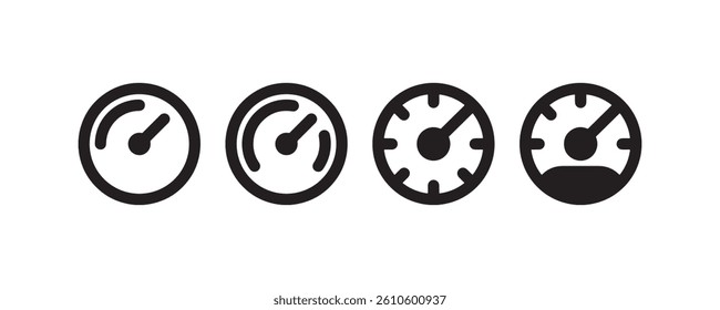 Speedometer gauge icons for performance and speed Vector