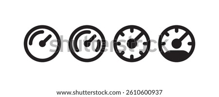 Speedometer gauge icons for performance and speed Vector