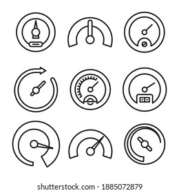 speedometer and gauge icons set vector illustration  line design