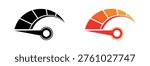 Speedometer gauge illustration in black and white and color silhouette style
