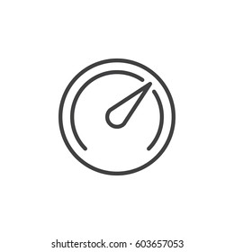 Speedometer, Gauge line icon, outline vector sign, linear style pictogram isolated on white. Symbol, logo illustration. Editable stroke. Pixel perfect