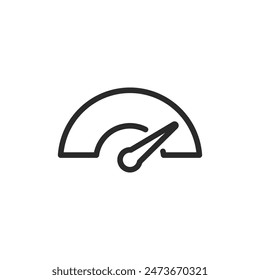 Tachometeranzeige, Symbol für linearen Stil. Leistungsmessung, Geschwindigkeit oder Effizienz. Bearbeitbare Strichbreite.