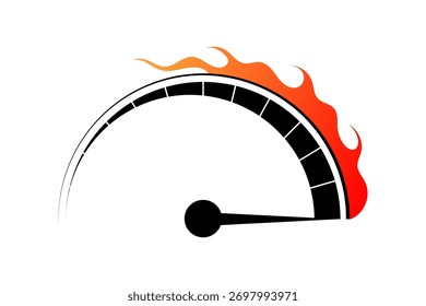 Speedometer, gauge meter icon Vector scale, level of performance. Speed dial indicator . Green and red, low and high barometers, dashboard with arrows. Infographic of risk, gauge, score progress