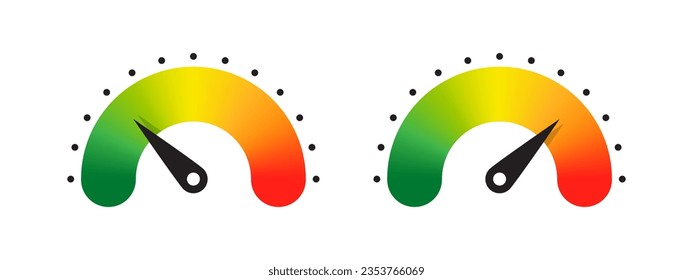 Speedometer, gauge meter icons. Risk Gauge Scale. Performance indicator. Vector scalable graphics