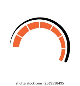 Speedometer gauge vector icon design representing speed, performance, or monitoring, ideal for automotive, racing, or mechanical themes.