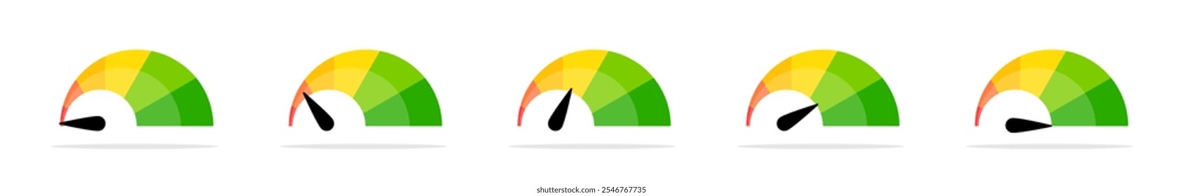Speedometer gauge vector illustration. Gauge level ndicators. Speedometer Dashboard. Scale from Low to High. Vector scales