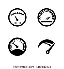 Speedometer, Gauges. Simple Related Vector Icons Set for Video, Mobile Apps, Web Sites, Print Projects and Your Design. Speedometer, Gauges icon Black Flat Illustration on White Background.