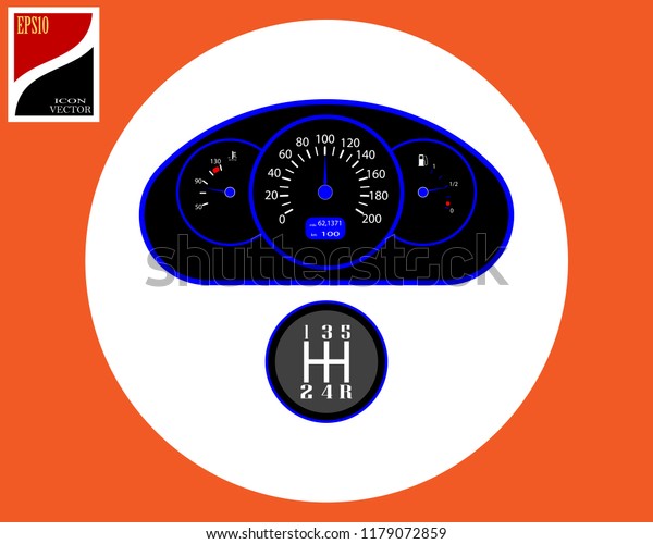 speedometer and gear box of the vehicle in a\
circle without a\
background