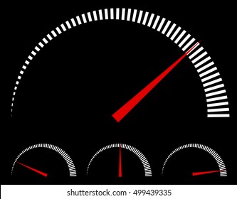 Speedometer or generic meters, gauges with red needle 