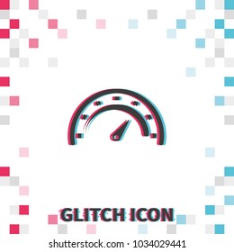 Speedometer  glitch effect vector icon.
