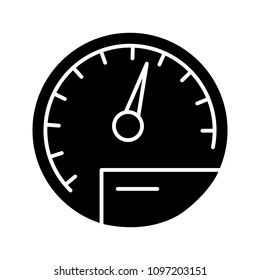 Speedometer glyph icon. Dashboard. Silhouette symbol. Negative space. Vector isolated illustration