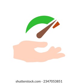 speedometer hand icon on a white background, vector illustration