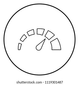 Speedometer icon black color in circle round outline