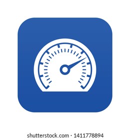 Speedometer icon blue vector isolated on white background