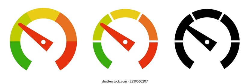 Speedometer icon. Car speed indicator icons isolated on white background. Vector clipart.