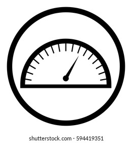 Speedometer icon in circle on white background