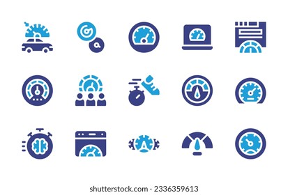 Speedometer icon collection. Duotone color. Vector illustration. Containing cruise control, speedometer, dashboard, meter, speed.