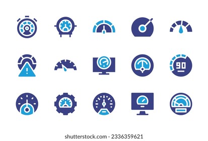 Speedometer icon collection. Duotone color. Vector illustration. Containing performance, bike, speedometer, speed limit, overload.