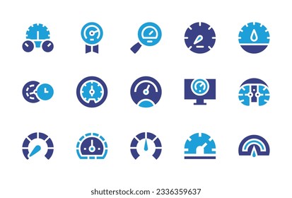 Speedometer icon collection. Duotone color. Vector illustration. Containing estimate, performance, car, speedometer.
