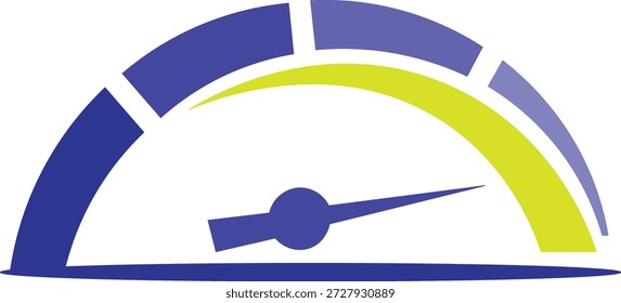Speedometer Icon with Colorful Arcs Performance Indicator, Metrics and Measurement Symbol for Business and Technology