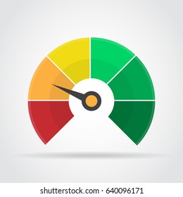 Speedometer icon. Colorful infographic gauge element with shadow