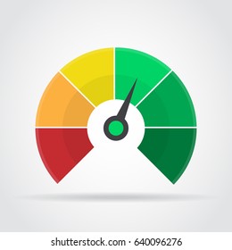 Speedometer icon. Colorful infographic gauge element with shadow