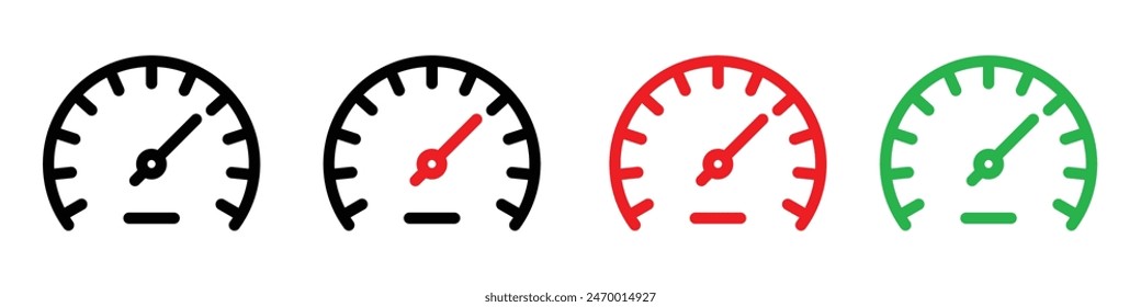 Speedometer icon depicting speed measurement, suitable for automotive industry, racing events, and vehicle dashboards