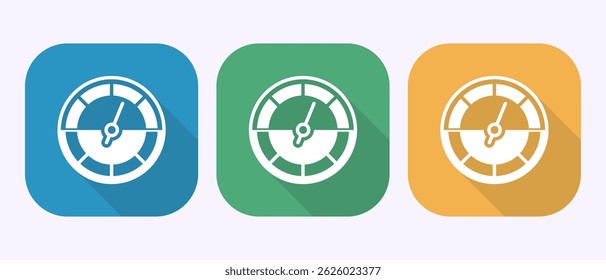 Speedometer Icon design illustration, Speed indicator sign symbol in shadow button design