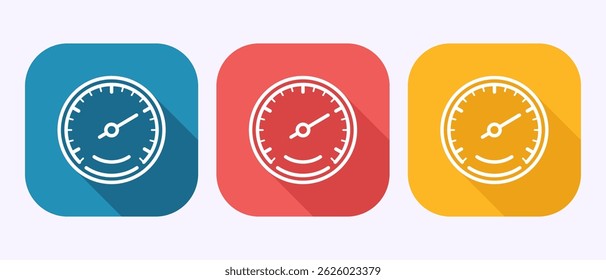 Speedometer Icon design illustration, Speed indicator sign symbol in shadow button design