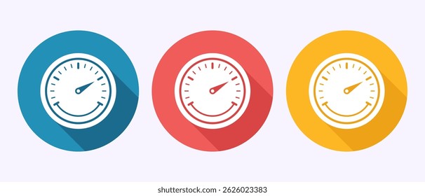 Speedometer Icon design illustration, Speed indicator sign symbol in shadow button design