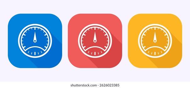Speedometer Icon design illustration, Speed indicator sign symbol in shadow button design