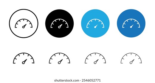 Ícone de velocímetro Ilustração de arte plana em contorno