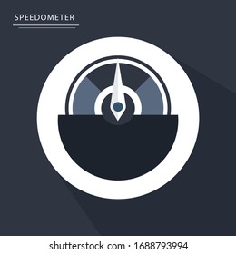 speedometer icon flat design on gray color