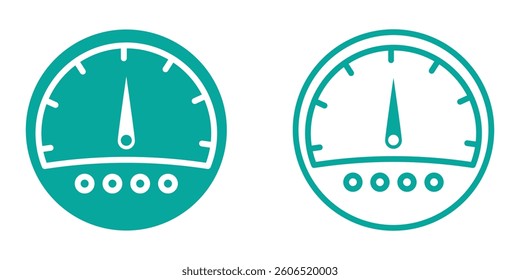 Speedometer icon Flat outline fill set collection . 