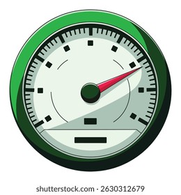 Speedometer icon in flat style isolated on white background. Vector illustration ideal for automotive themes, spare parts symbols, dashboard elements, and vehicle interface designs.