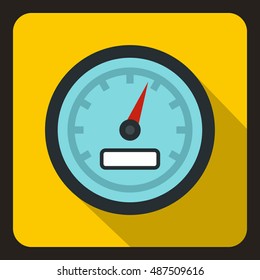Speedometer icon in flat style on a yellow background vector illustration
