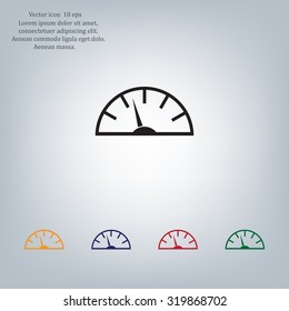 Speedometer icon or gauge with arrow