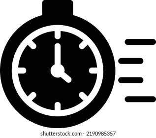 Speedometer Icon With Glyph Style, Time Management Sign And Symbol Isolated On White Background