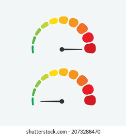 Speedometer icon. green to red color. vector icon illustration speed limit