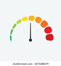 Icono del velocímetro. de color verde a rojo. límite de velocidad de la ilustración de icono vector