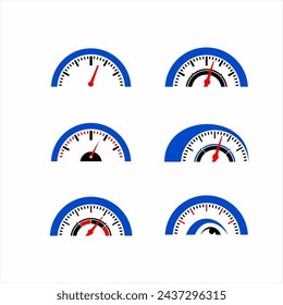 Speedometer icon. Illustrations of speedometers in various styles.