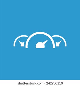 Speedometer icon, isolated, white on the blue background. Exclusive Symbols 