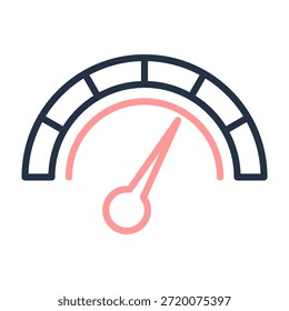 Ilustración vectorial de diseño de color de línea de ícono de velocímetro