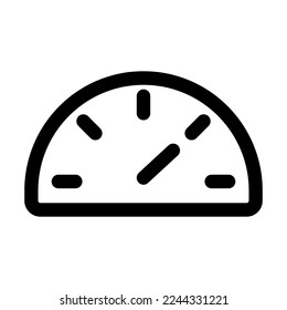 Línea de icono del velocímetro aislada en fondo blanco. Icono delgado plano negro sobre el estilo de contorno moderno. Símbolo lineal y trazo editable. Ilustración vectorial de trazo simple y de píxel perfecto.