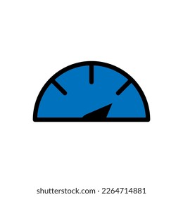 Línea de icono del velocímetro aislada en fondo blanco. Icono delgado plano negro sobre el estilo de contorno moderno. Símbolo lineal y trazo editable. Ilustración vectorial de trazo simple y píxel perfecto