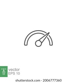 speedometer icon line, outline, silhouette. Tachometer measurement, Power speed accelerate. Fuel level indication. Modern style for web template Vector illustration. design on white background. EPS 10