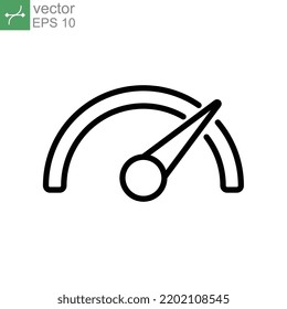 speedometer icon line, outline, silhouette. Tachometer measurement, Power speed accelerate. Fuel level indication. Modern style for web template Vector illustration. design on white background. EPS 10