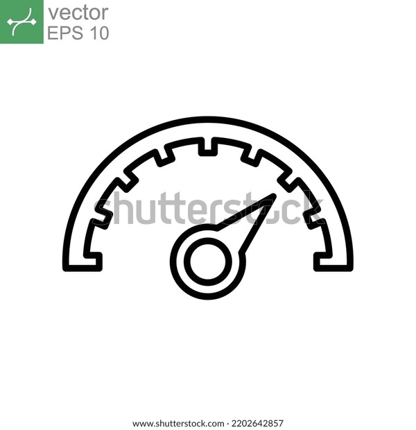 Speedometer icon line. Performance indicator, motion\
tachometer, accelerate movement. speed race progress. slow and fast\
car power level. Vector illustration. Design on white background.\
EPS 10