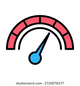 Speedometer Icon Lineal Color Design Vector Illustration